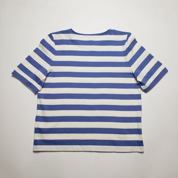 J.Crew Factory Short-Sleeve Striped Button-Shoulder Tee Women's Small Peri Blue - Picture 8 of 16